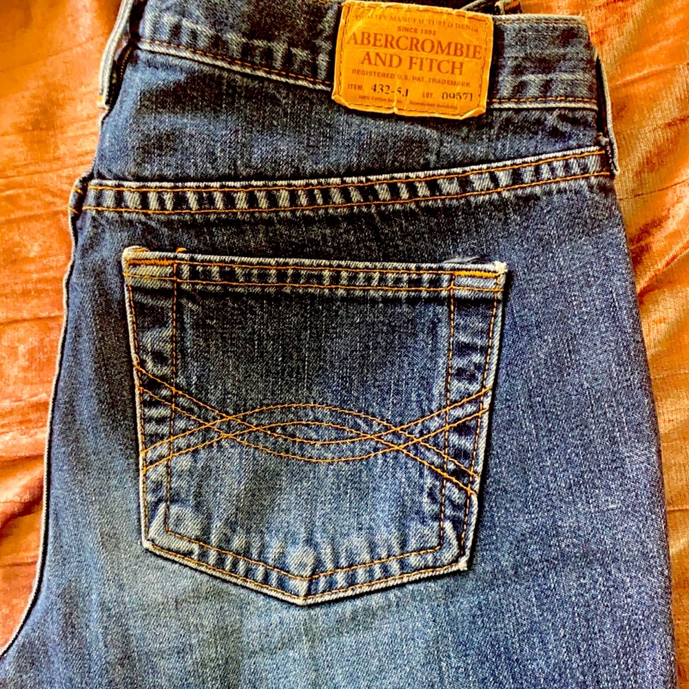 Bootcut 100% cotton Indigo colored Jeans by Abercrombie and Fitch.